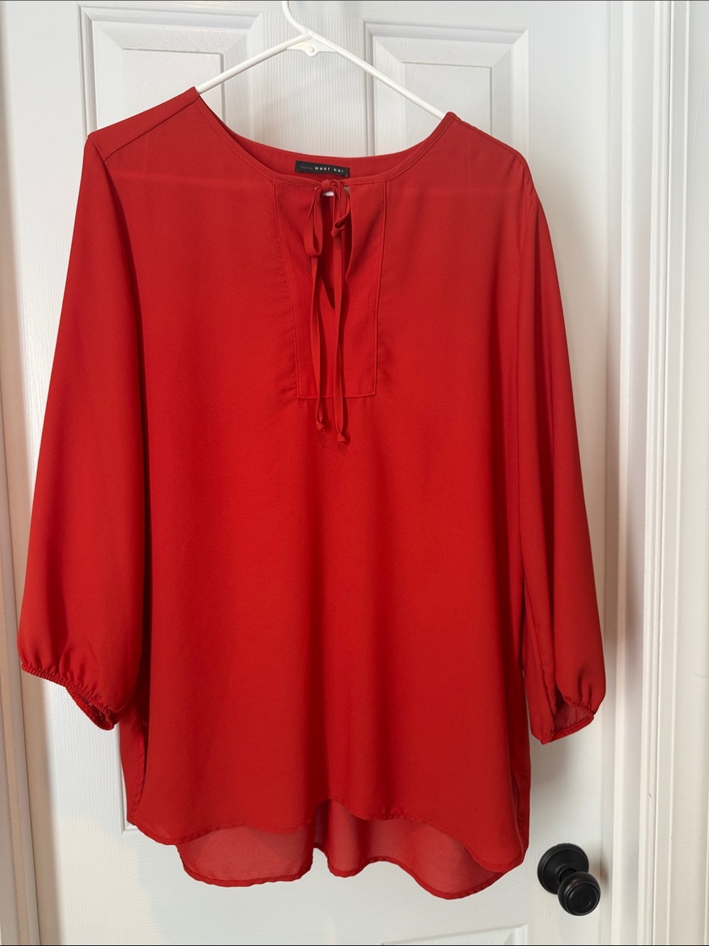 West Kei Bright Red Tie-Neck Tunic